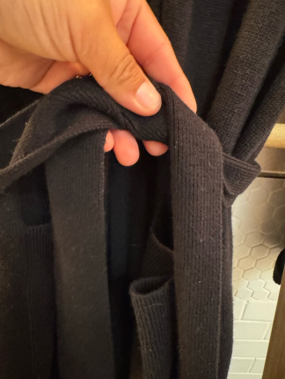Alex Mill Merino Wool Cotton Blend Black Knit Jumpsuit with Tie Waist - Picture 11 of 13